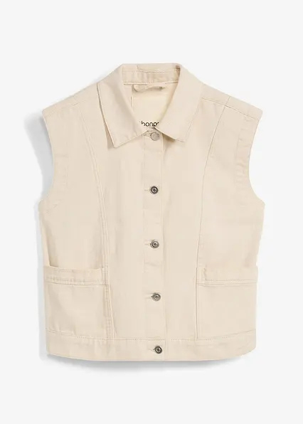 Jeansweste in farblos von vorne - bonprix