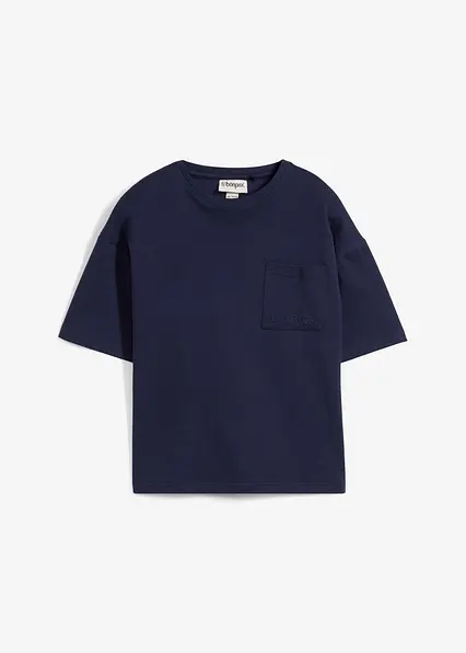 Oversized T-Shirt mit Bio Baumwolle in blau von vorne - bonprix