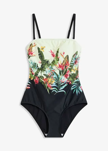 Bandeau Badeanzug in schwarz von vorne - bonprix