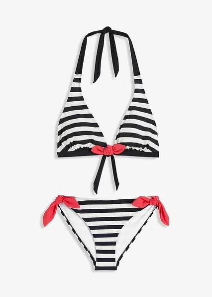 Neckholder-Bikini mit Bindebändern (2-tlg. Set) in schwarz von vorne - bonprix