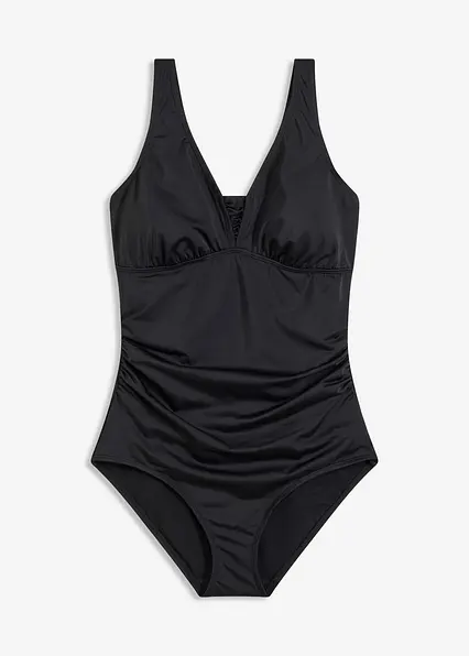 Medium Shape-Badeanzug mit breiten Trägern in schwarz von vorne - bonprix