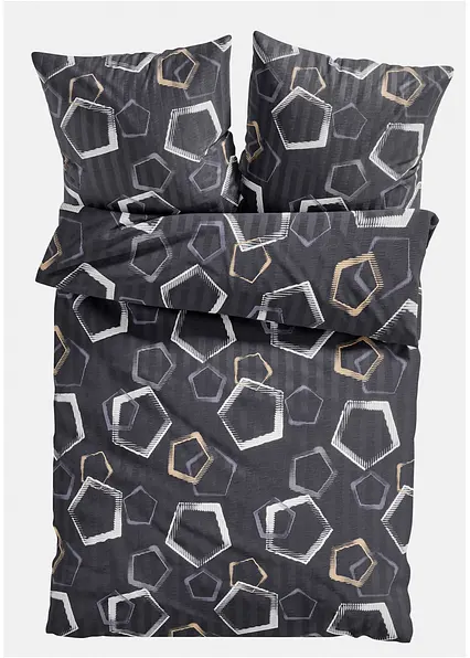 Bettwäsche mit grafischem Design in schwarz von vorne - bonprix