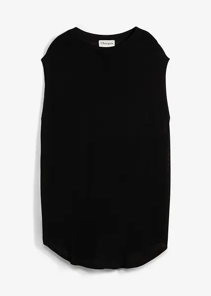 Ballonförmiges Stricktop aus feiner Viskose in schwarz von vorne - bonprix