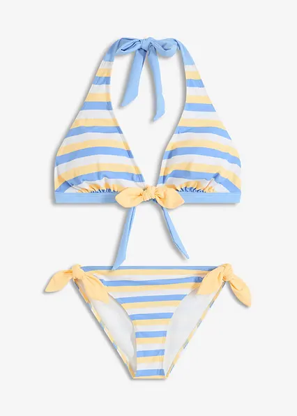 Neckholder-Bikini mit Bindebändern (2-tlg. Set) in blau von vorne - bonprix
