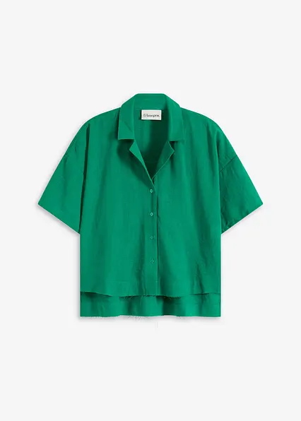 Oversize Hemdbluse in grün von vorne - bonprix