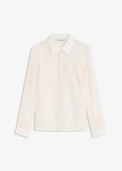 transparente Bluse mit Struktur in weiß von vorne - bonprix