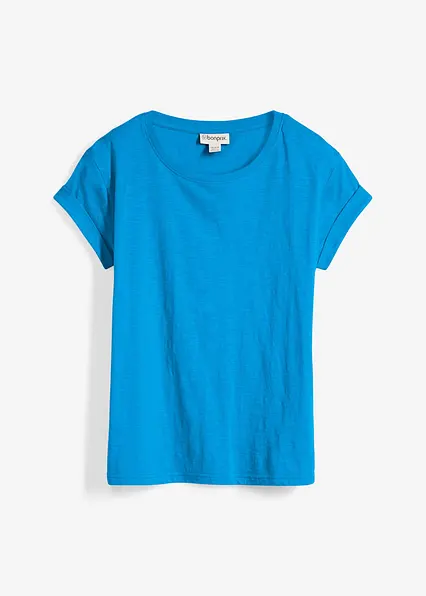 Boxy-Shirt in blau von vorne - bonprix