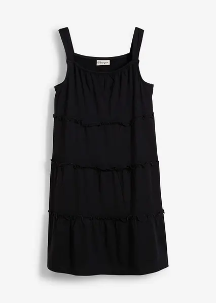 Trägerkleid aus reiner Bio-Baumwolle in schwarz von vorne - bonprix