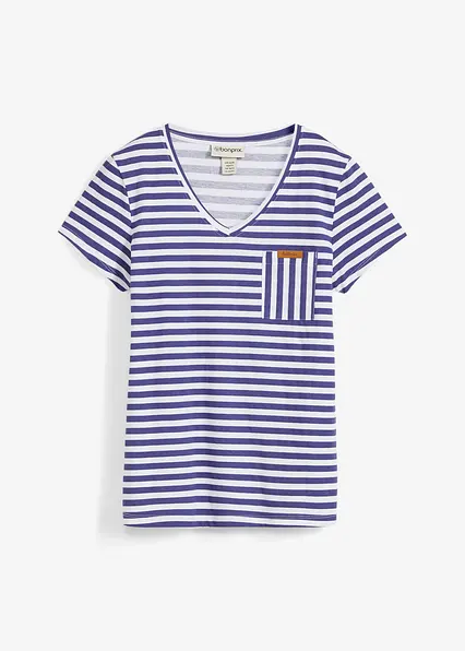 T-Shirt, gestreift in blau von vorne - bonprix