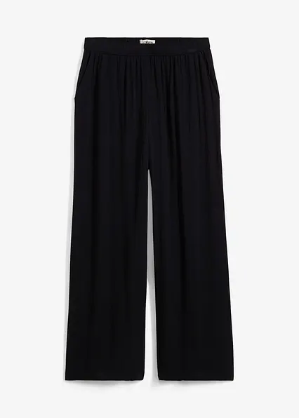 Palazzo-Hose aus softer Viskose in schwarz von vorne - bonprix
