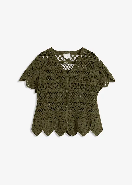 Crochet Kurzjacke in grün von vorne - bonprix