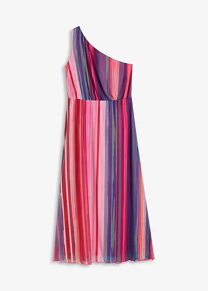 One-Shoulder-Kleid aus softem Mesh in bunt von vorne - bonprix