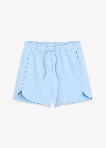 Sweat-Shorts aus reiner Bio-Baumwolle in blau von vorne - bonprix