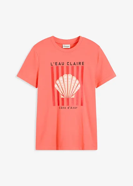 T-Shirt aus reiner Baumwolle in pink von vorne - bonprix