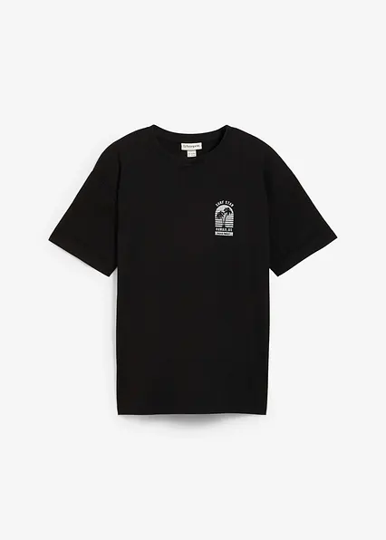 T-Shirt mit Rückenprint aus Bio Baumwolle in schwarz von vorne - bonprix