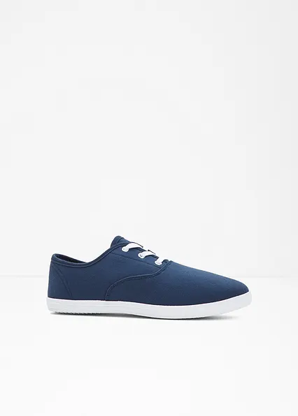 Sneaker aus Baumwoll-Canvas in blau von vorne - bonprix