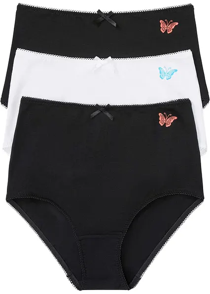 Highwaist Slip  mit Bio-Baumwolle (3er Pack) in schwarz von vorne - bonprix