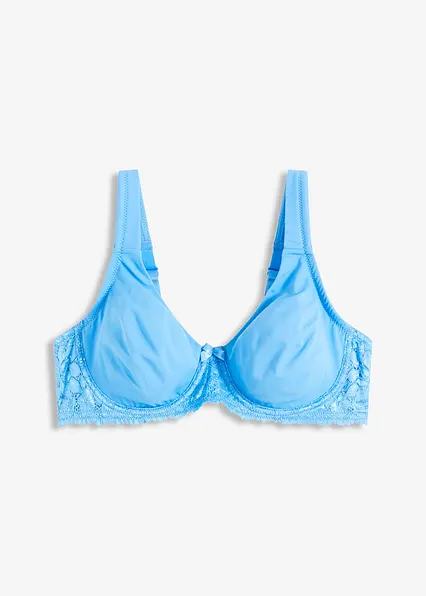 T-Shirt-BH mit gepolsterten Trägern in blau von vorne - bonprix