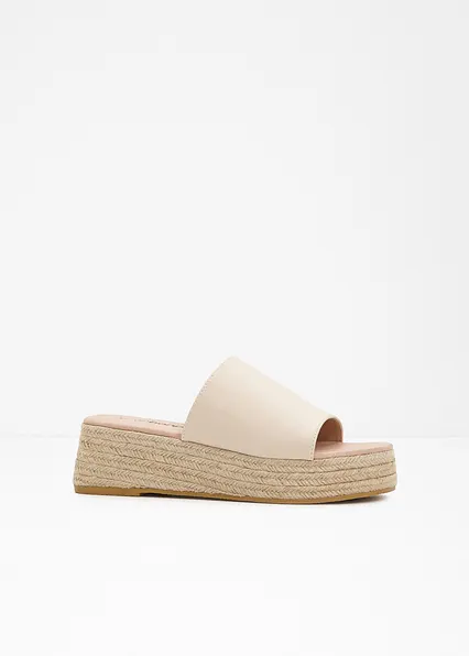 Plateau-Pantoletten in beige - bonprix
