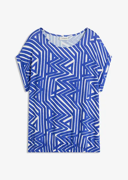 Oversize-Shirt aus fließendem Viskose-Mix in blau von vorne - bonprix