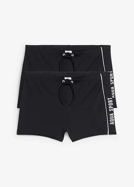 Badehose (2er Pack) in schwarz von vorne - bonprix