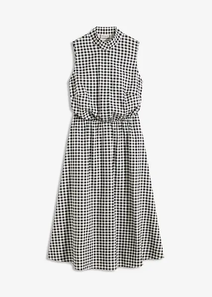 Kleid aus Baumwoll-Popeline in schwarz von vorne - bonprix