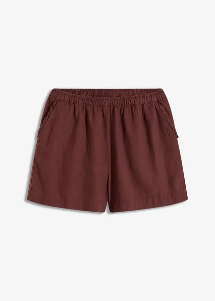 Shorts mit Leinenanteil in braun von vorne - bonprix