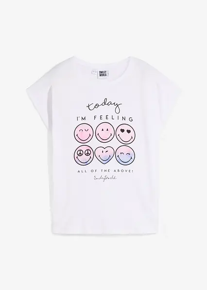 Smiley Shirt aus reiner Baumwolle in weiß von vorne - SmileyWorld