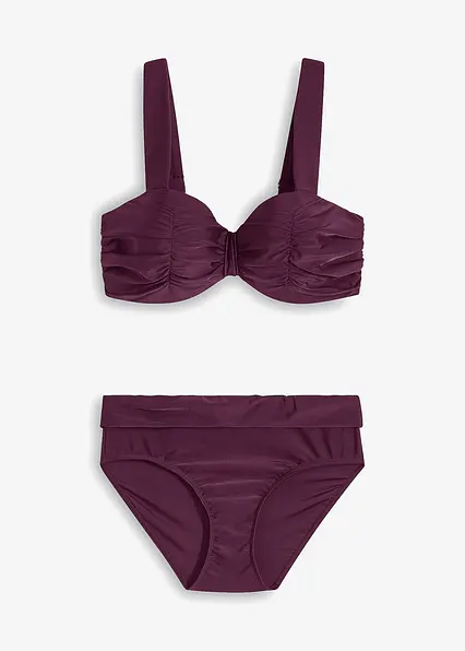 Balconette-Bikini mit gepolsterten Trägern (2-tlg.Set) in lila von vorne - bonprix