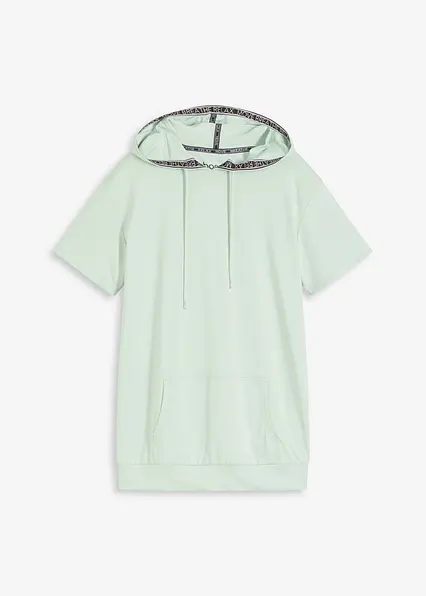 Oversized Sport-Shirt mit Kapuze, schnelltrocknend in grün von vorne - bonprix