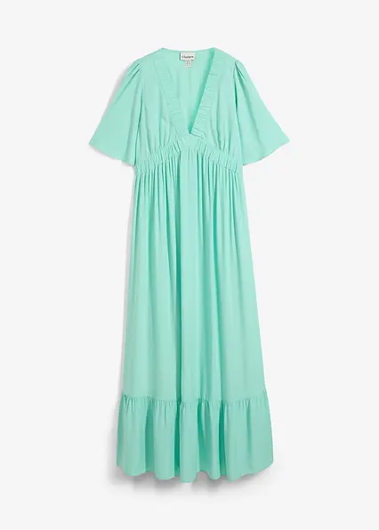 Maxi-Stufenkleid aus fließender Viskose in grün von vorne - bonprix