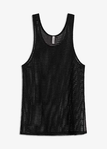 Transparentes Strandtop in schwarz von vorne - bonprix