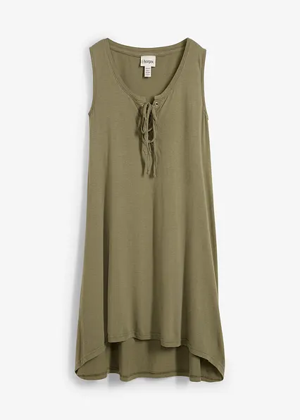 Jerseykleid  mit Schnürung in grün von vorne - bonprix