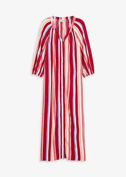 gestreiftes Kaftan-Kleid aus strukturierter Viskose in rot von vorne - bonprix