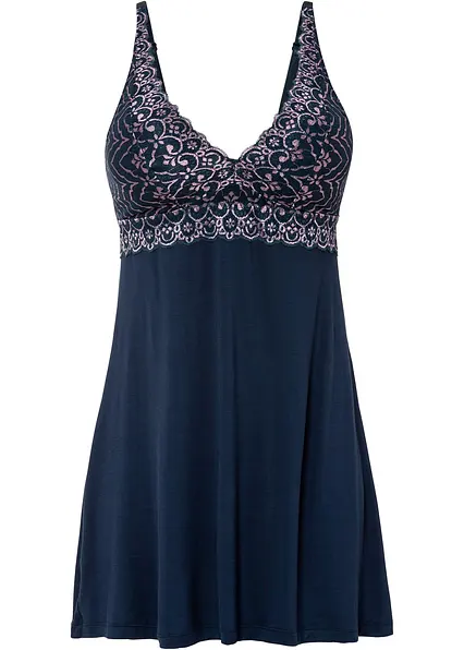 Negligé aus Viskose in blau von vorne - bonprix