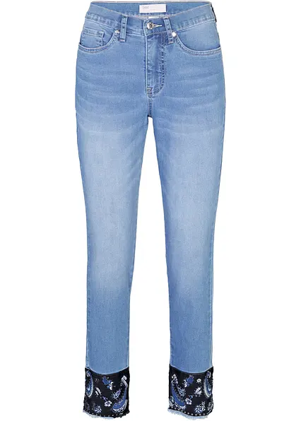 Slim-Fit-Jeans Mid Waist, Stretch in blau von vorne - bonprix