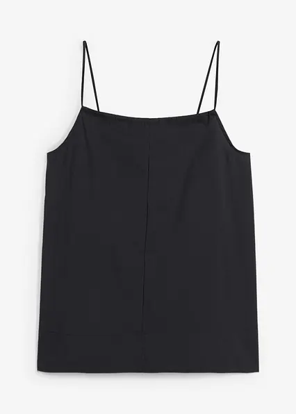 Ausgestelltes Spaghettiträger-Top in schwarz von vorne - bonprix