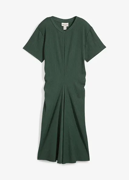 Shirtkleid aus strukturiertem Crêpe in grün von vorne - bonprix