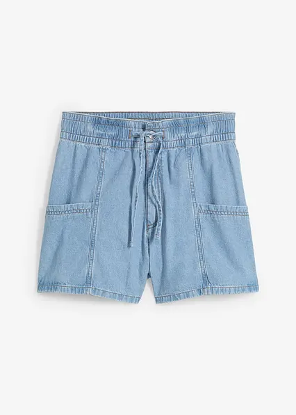 Jeans-Shorts High Waist, Bequembund in blau von vorne - bonprix