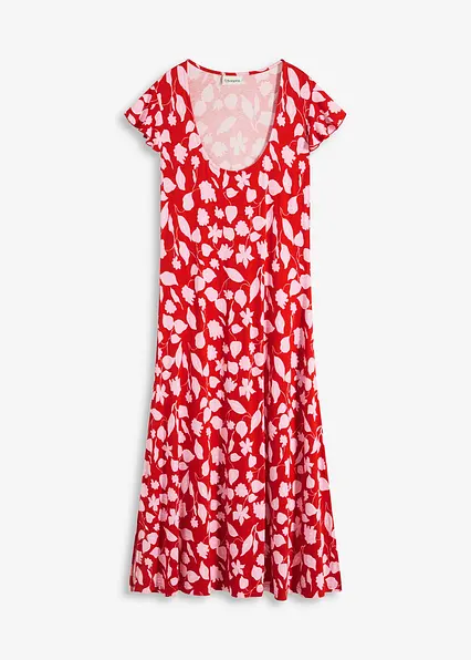 bedrucktes Jerseykleid aus softem Viskose-Mix in rot von vorne - bonprix