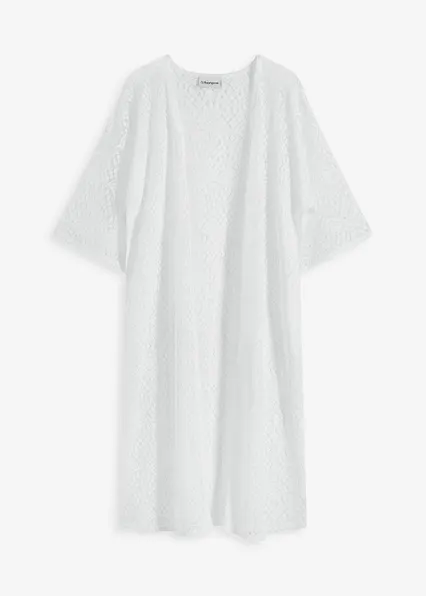 Transparenter Strandkimono in weiß von vorne - bonprix