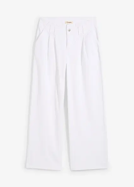 Wide-Leg-Jeans Low Waist, Low Stretch in weiß von vorne - bonprix