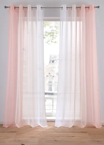 Gardinen aus leichtem Voile, auch in extralang (2er Pack) in rosa - bonprix