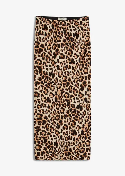 Midirock aus fließender Viskose in beige von vorne - bonprix