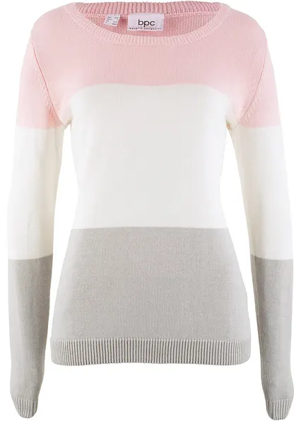 Pullover im Colorblocking-Stil in rosa von vorne - bonprix