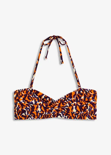 Bandeau-Bikinioberteil mit abnehmbaren Trägern in lila von vorne - bonprix