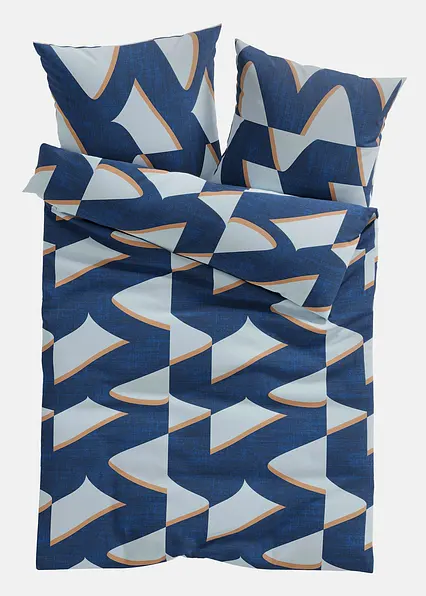 Bettwäsche mit grafischem Design in blau von vorne - bonprix