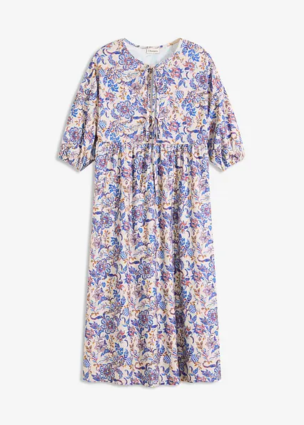 Jerseykleid mit Schnürung in beige von vorne - bonprix