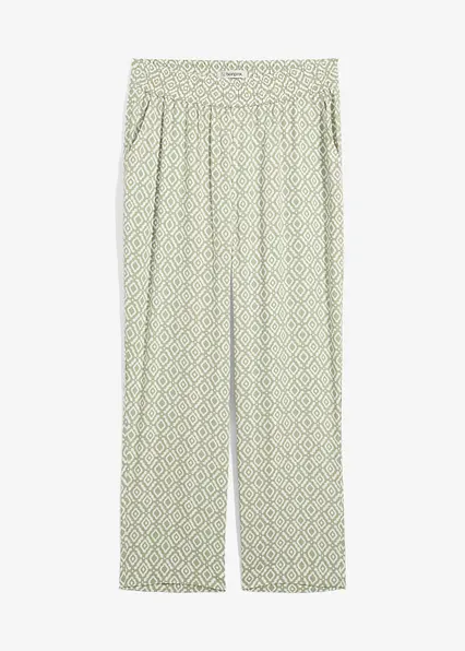 Haremshose aus fließender Viskose in grün von vorne - bonprix