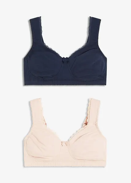 Minimizer T-Shirt-BH ohne Bügel mit Bio-Baumwolle (2er Pack) in blau von vorne - bonprix